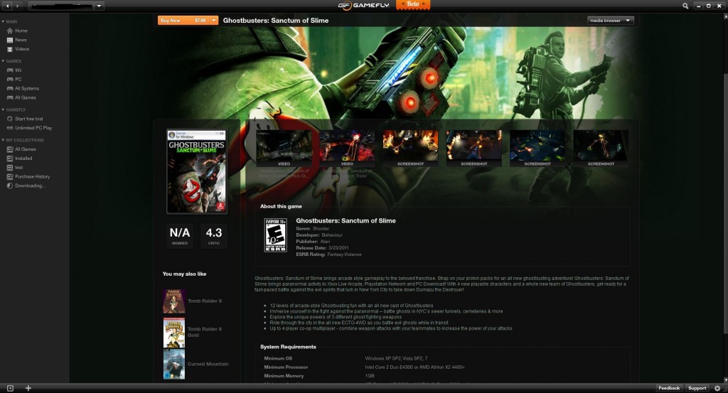 gamefly beta - game screen